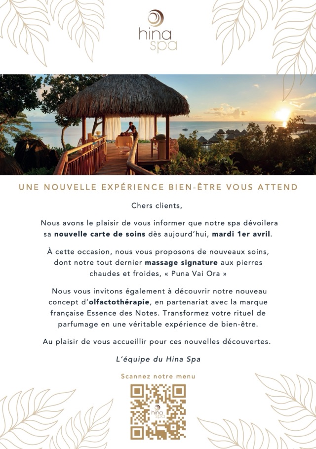 New spa menu